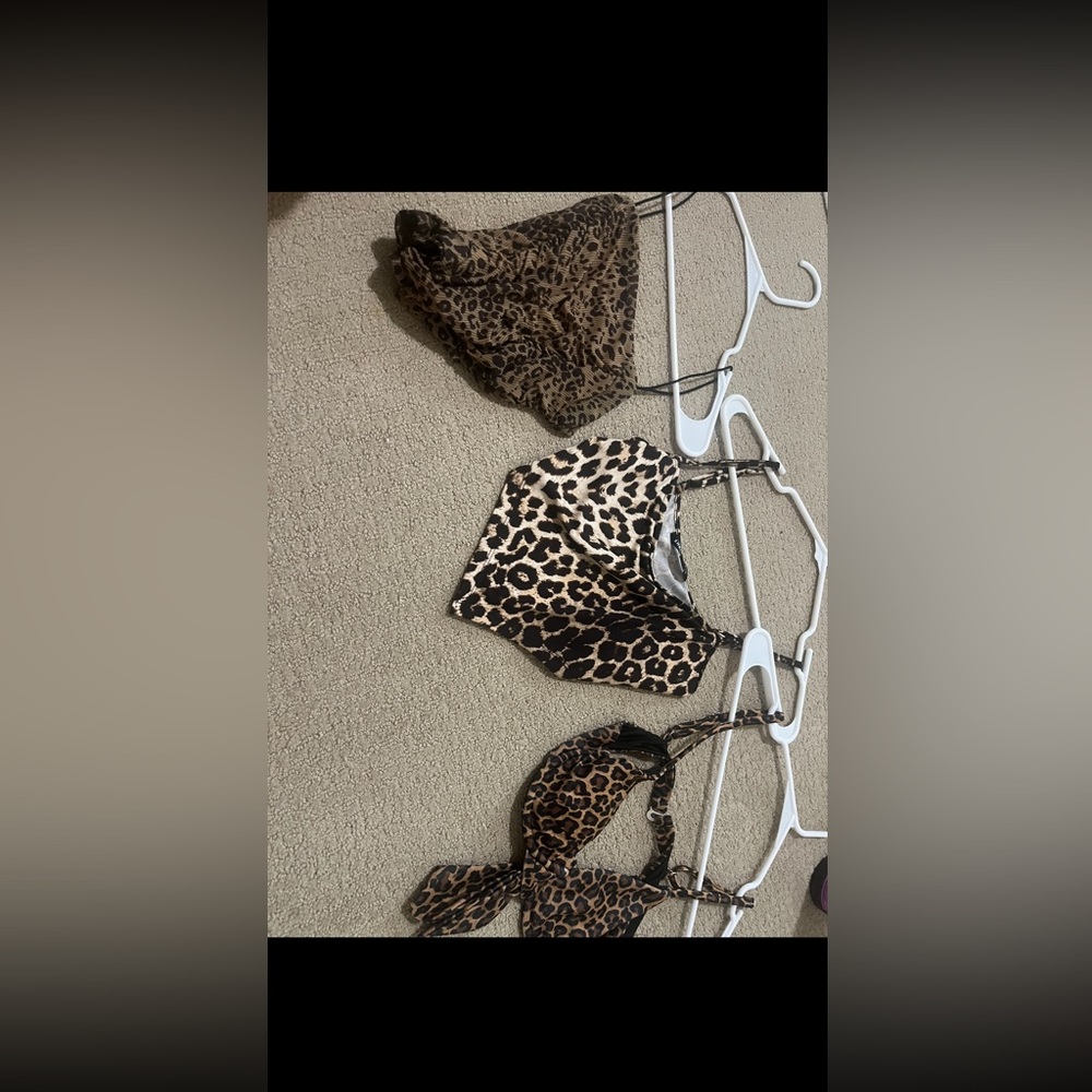Three cheetah crop tops